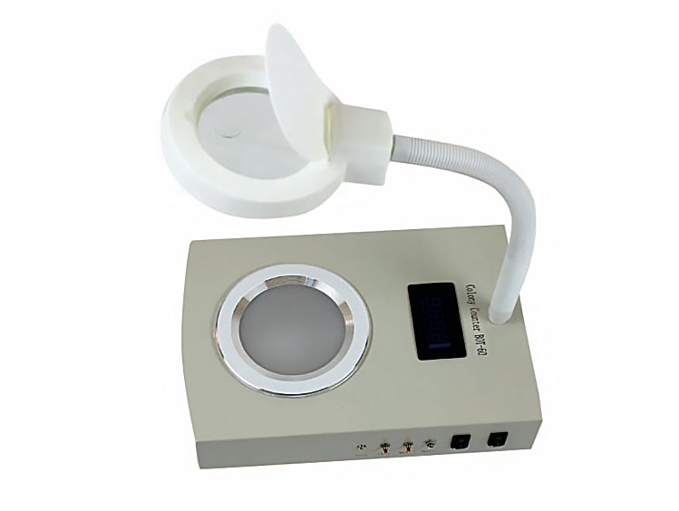 我公司生產(chǎn)的菌落計數(shù)器是一種數(shù)字顯示式自動細(xì)菌檢驗儀器。由計數(shù)器、探筆、計數(shù)池等部分組成，計數(shù)器采用CMOS集成電路精心設(shè)計，LED數(shù)碼管顯示，字高13mm，清晰明亮，配合探筆，計數(shù)靈敏準(zhǔn)確。菌落對比清楚。便于觀察。